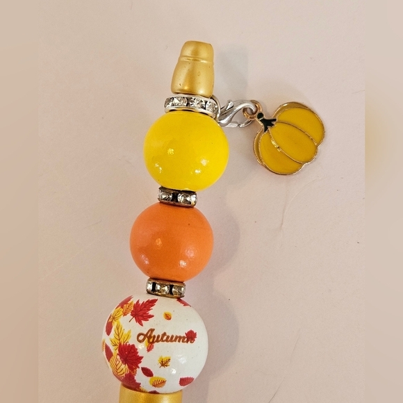 Hand Crafted Holiday Pens Beaded Set of 3 Fall Floral Sunflower Halloween Black - Picture 14 of 17